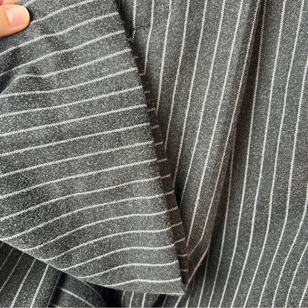 Elodie Pinstripe Wide Leg Trousers | Gray & White | Tailored Fit | Size Small - Picture 10 of 13